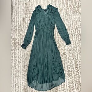 Current Air Emerald Green Satin Midi Dress